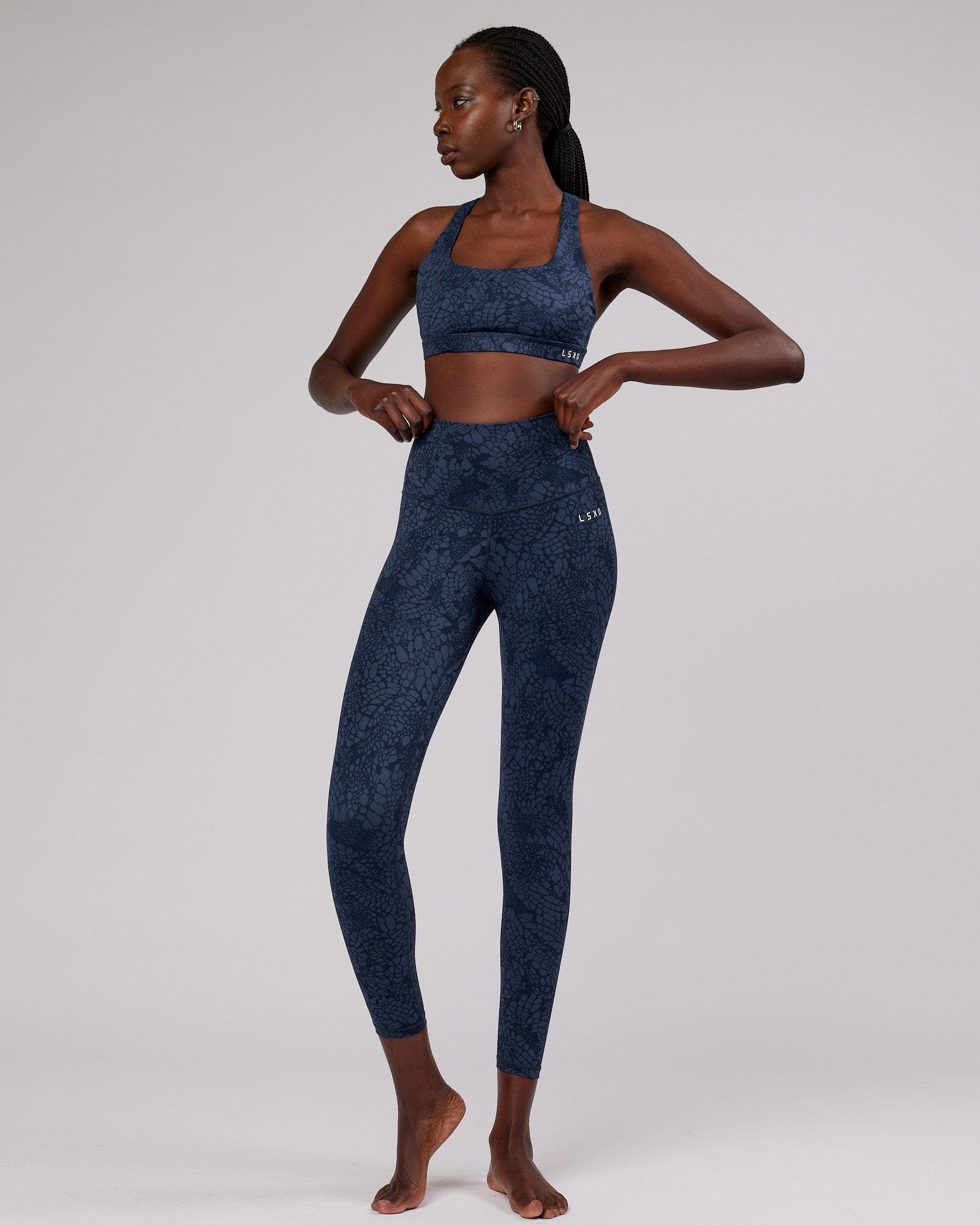Model wearing Base Full Length Tight - Navy Mamba