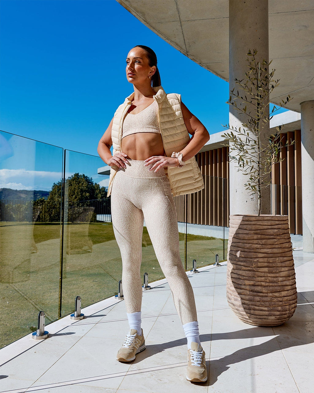 Model wearing Energise Full Length Tight - Rise Print