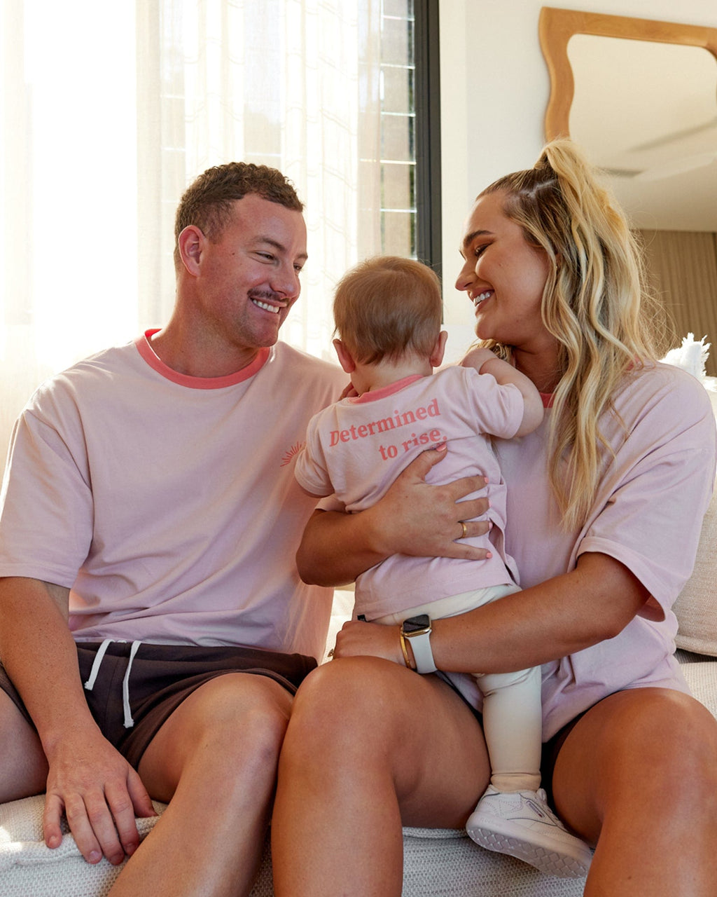 Model wearing Rise FLXCotton Oversize Tee - Peach Flush