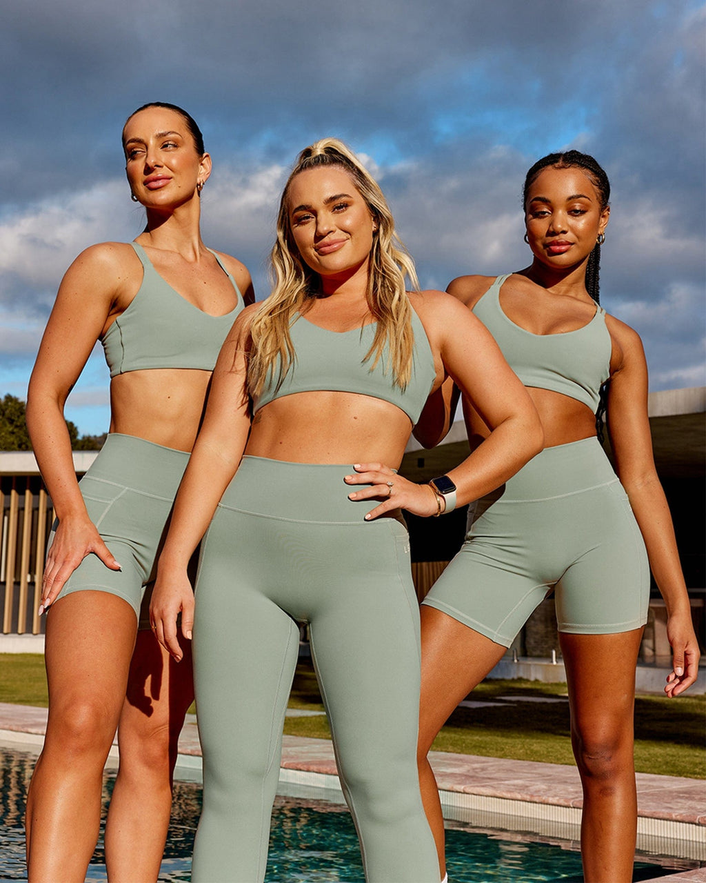 Model wearing Uplift Recycled Sports Bra - Sage