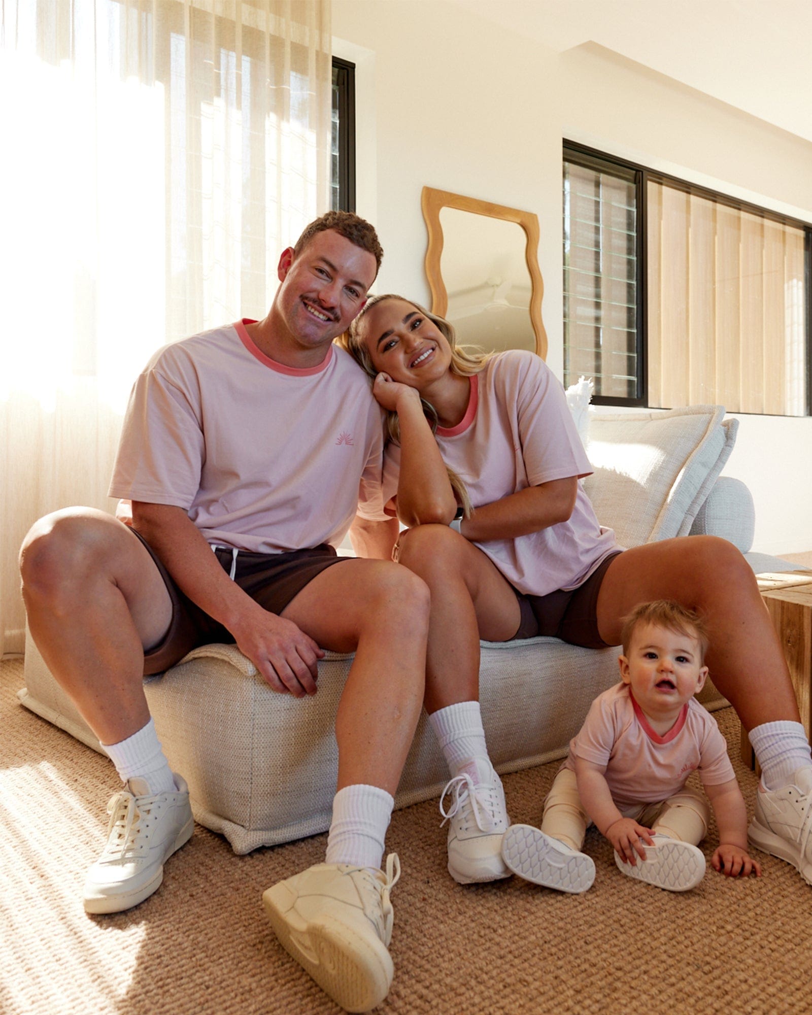 Model wearing Rise FLXCotton Oversize Tee - Peach Flush