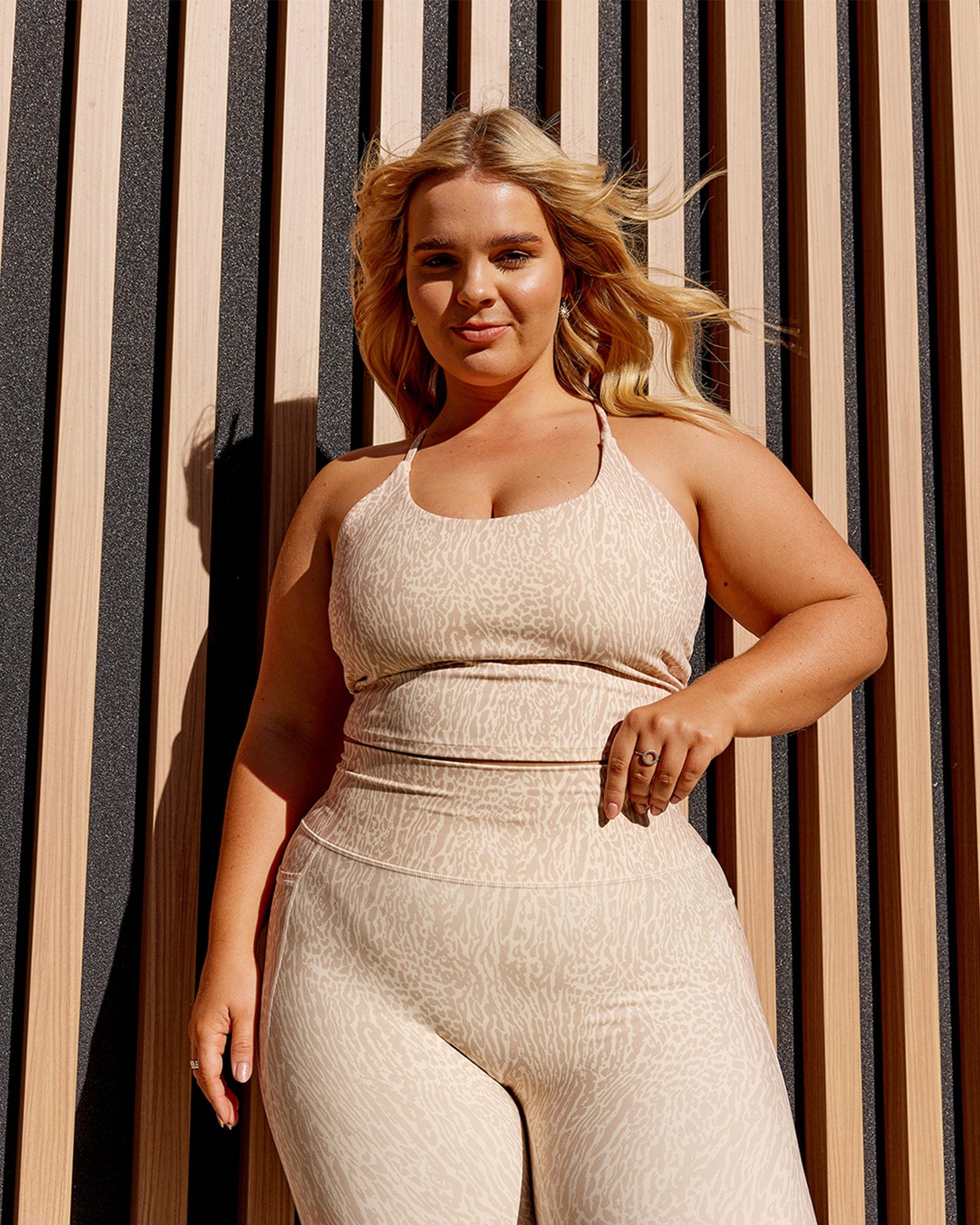 Model wearing Determined Shelf Sports Tank - Rise Print