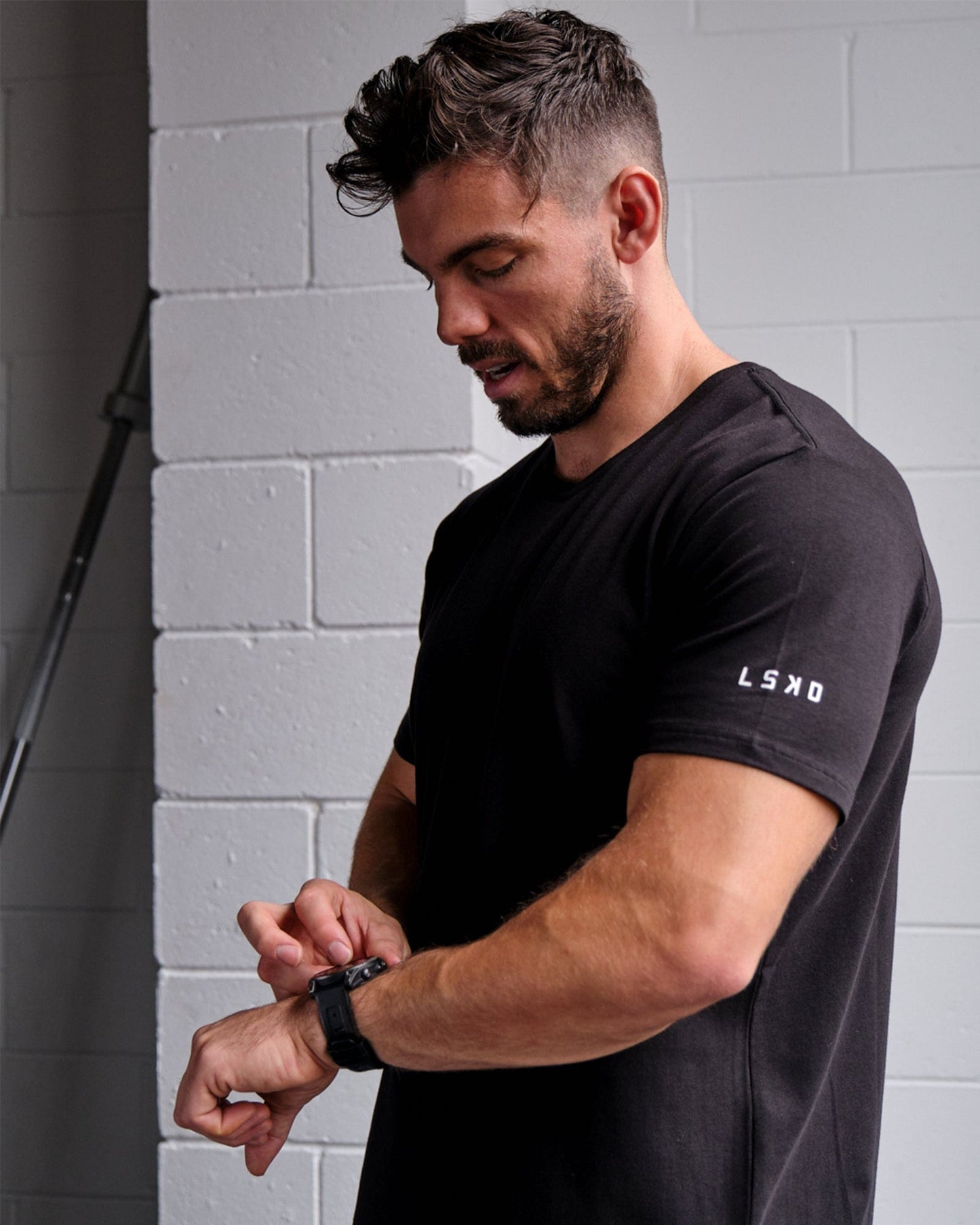 Model wearing Rival FLXCotton Training Fit Tee - Black