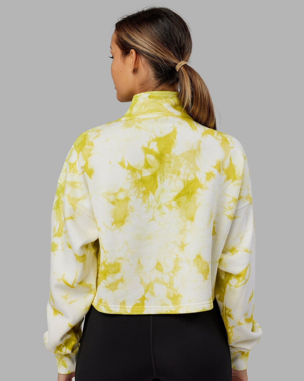 Model wearing Challenger 1/4 Zip Sweater - Citrus Green Tie Dye