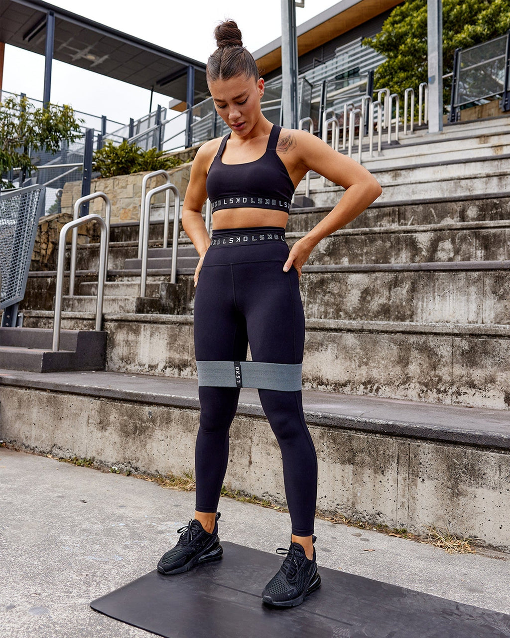 Model wearing Circuit Full Length Tight - Black