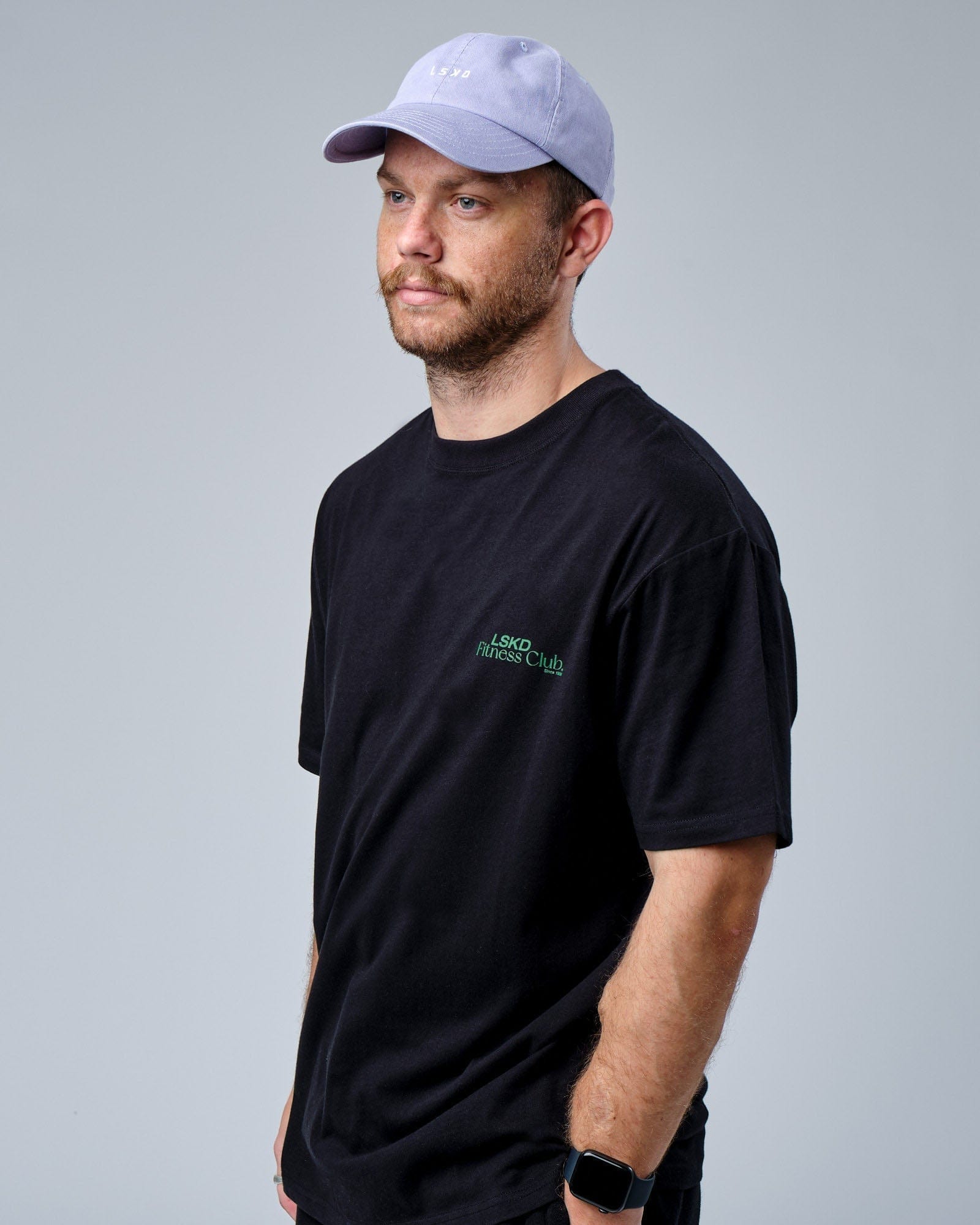 Model wearing Compact Hat - Cosmic Sky