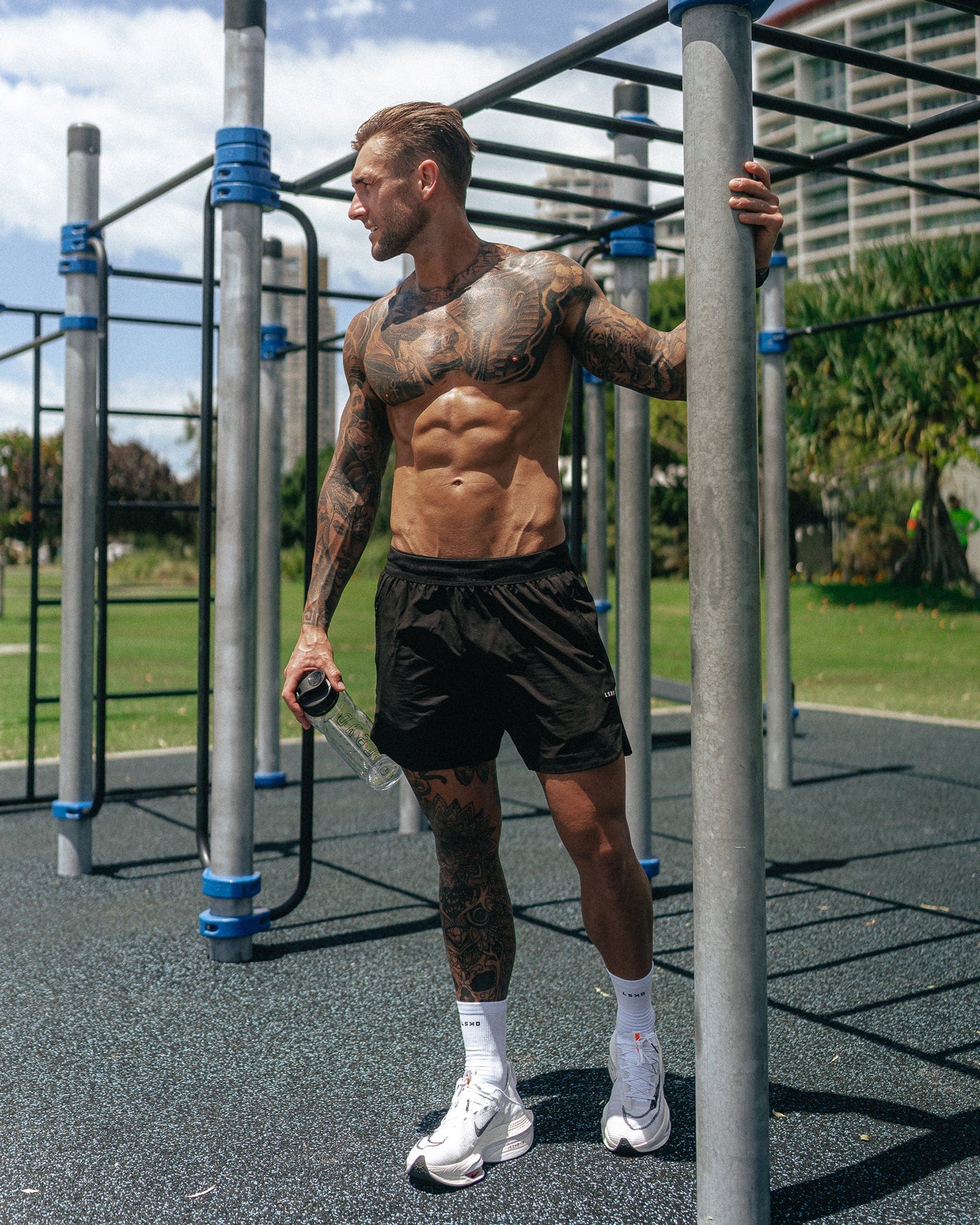 Model wearing Competition 5" Performance Short - Black