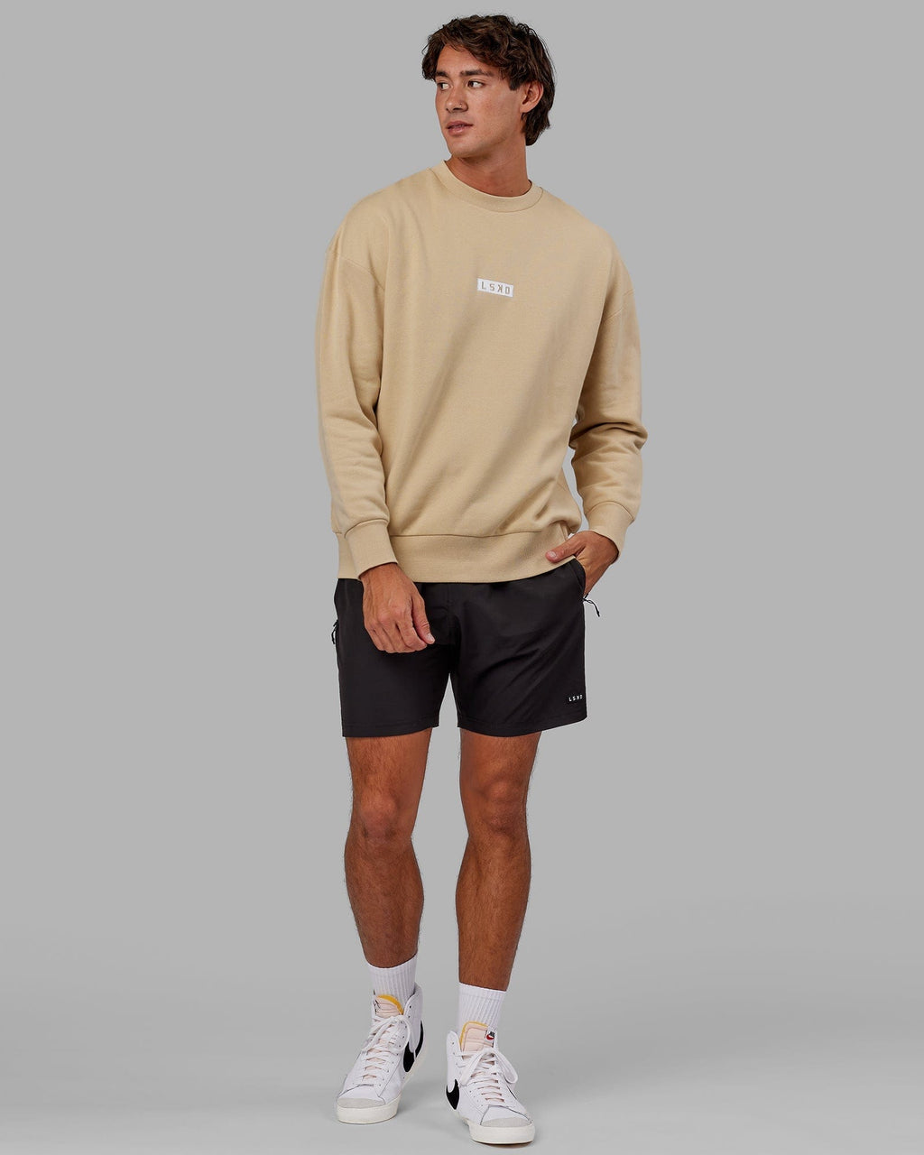 Model wearing Cornerstone Sweater Oversize - Pale Khaki
