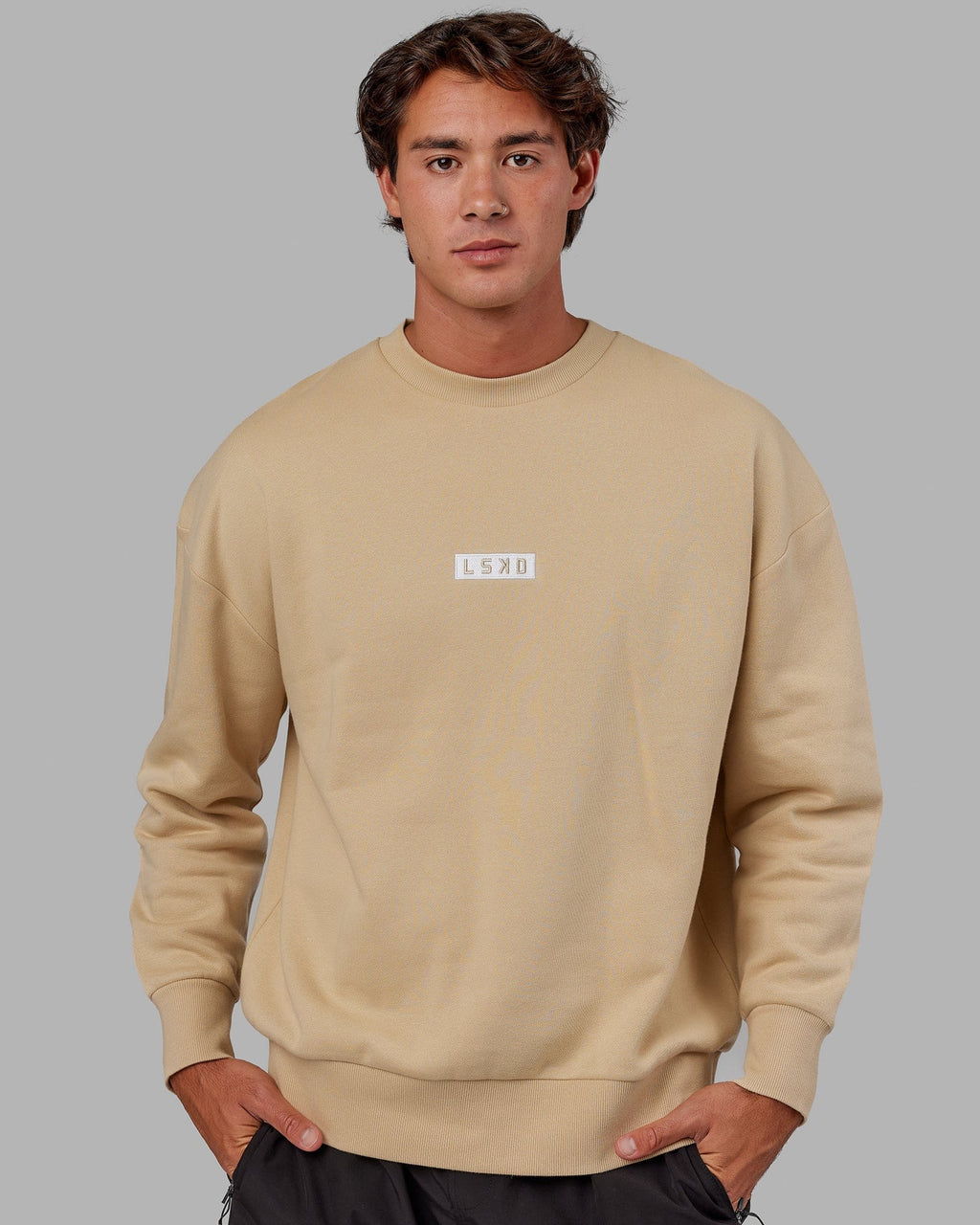 Model wearing Cornerstone Sweater Oversize - Pale Khaki