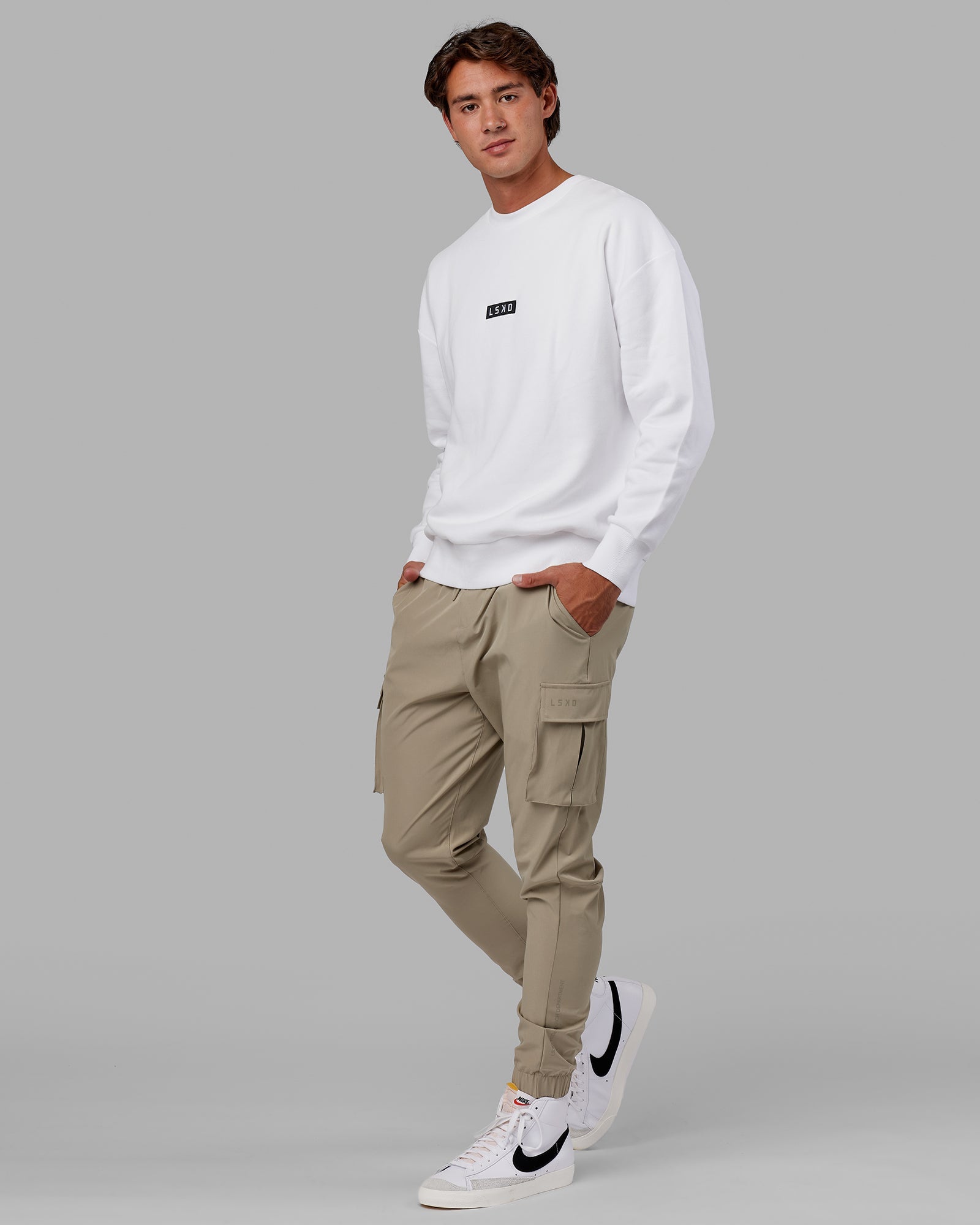 Model wearing Cornerstone Sweater Oversize - White