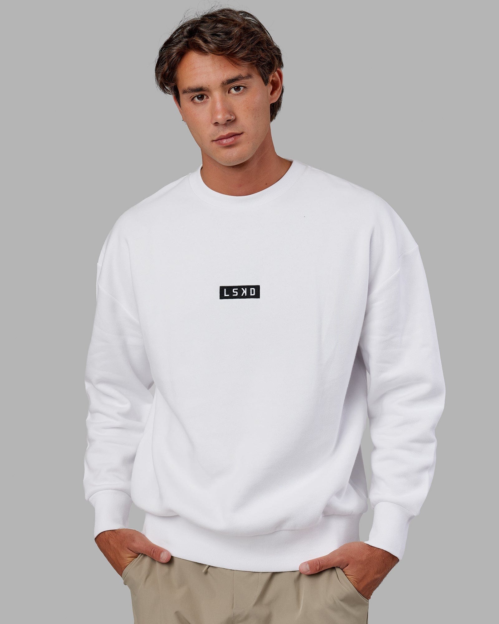 Model wearing Cornerstone Sweater Oversize - White