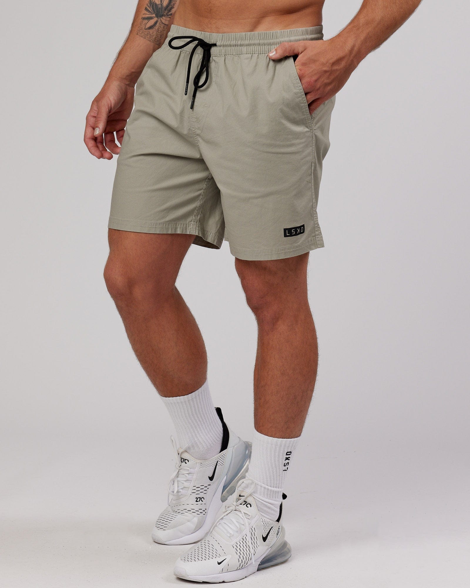 Model wearing Daily Short - Stone