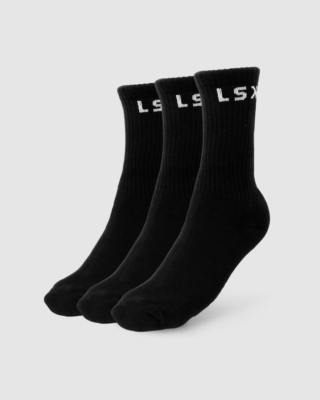 Model wearing 3 Pack Demo Crew Sock - Black