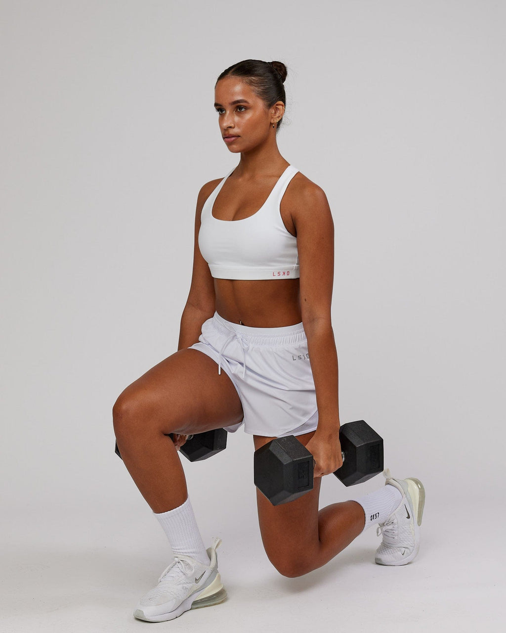 Model wearing Dynamic Run Short - White