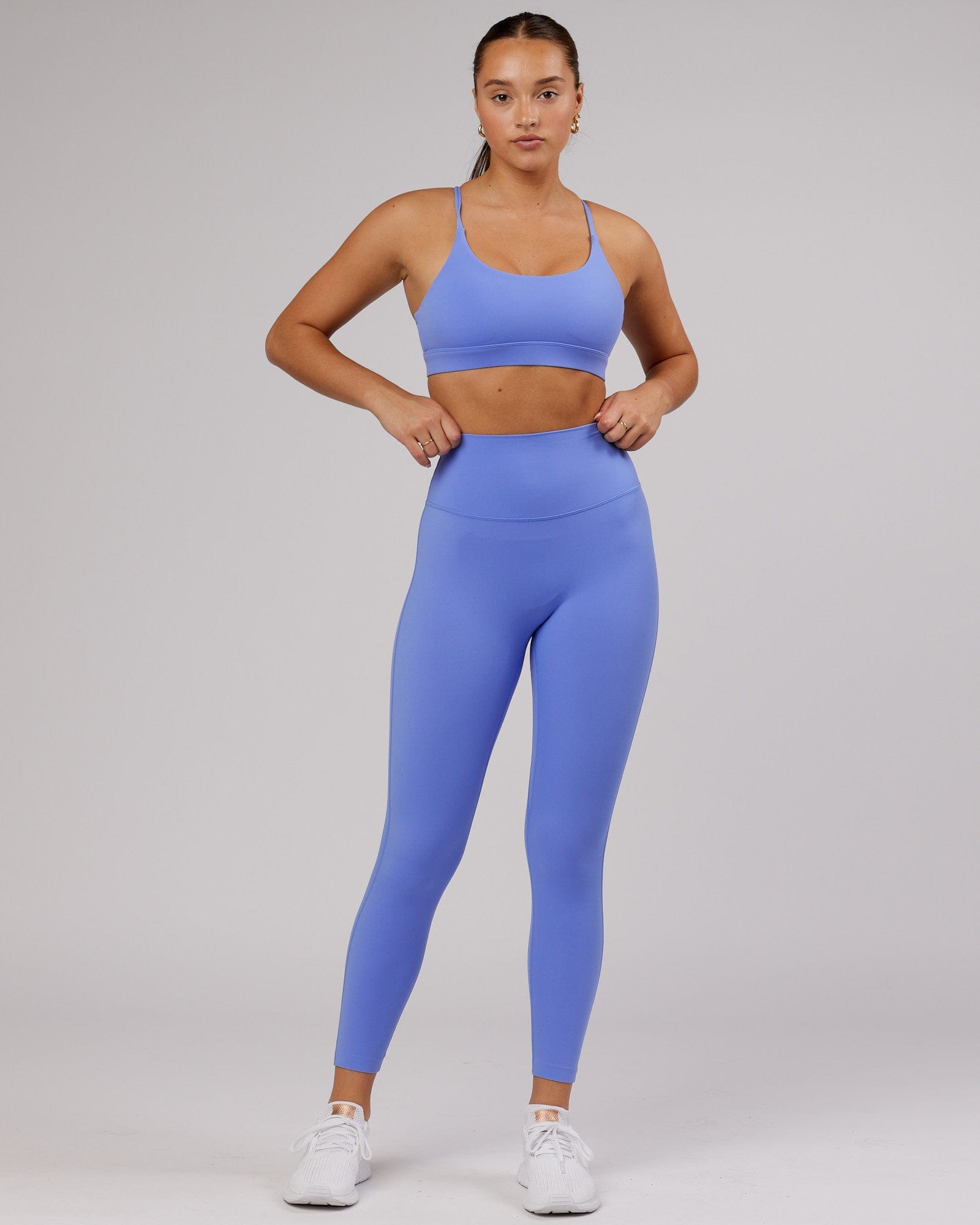 Model wearing Elixir 7/8 Length Tight - Indulgent Blue
