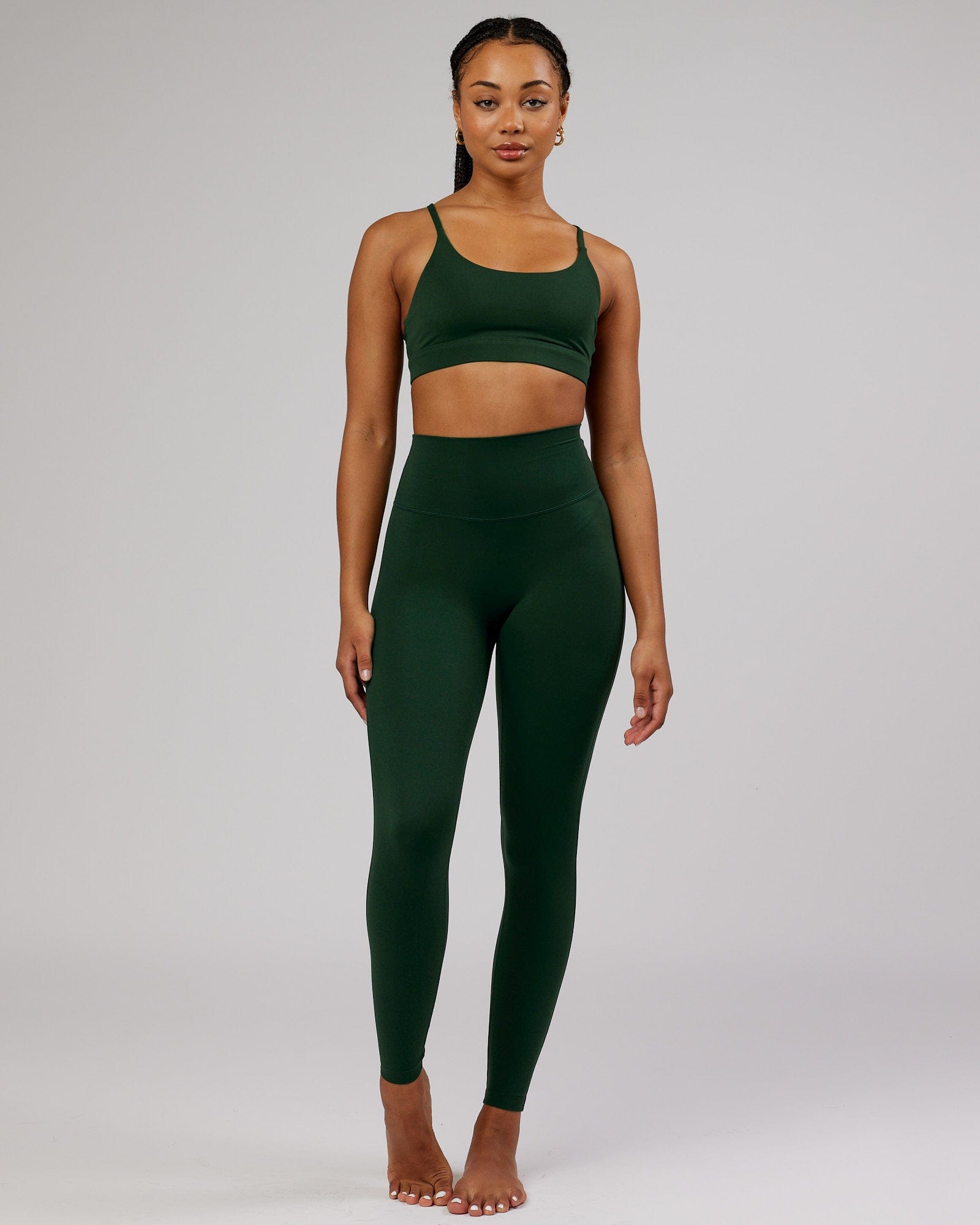 Model wearing Elixir Full Length Tight - Ivy Green