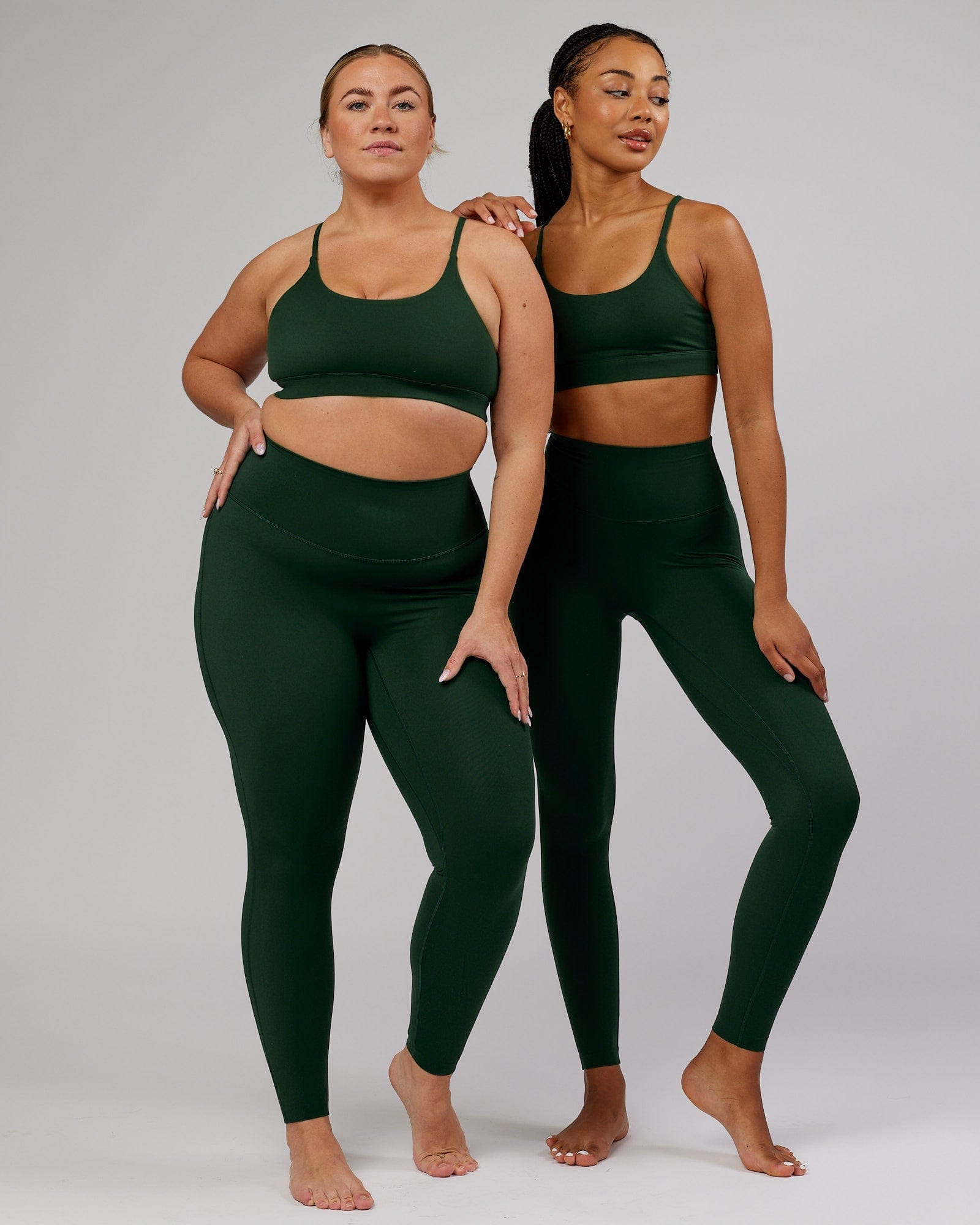 Model wearing Elixir Full Length Tight - Ivy Green