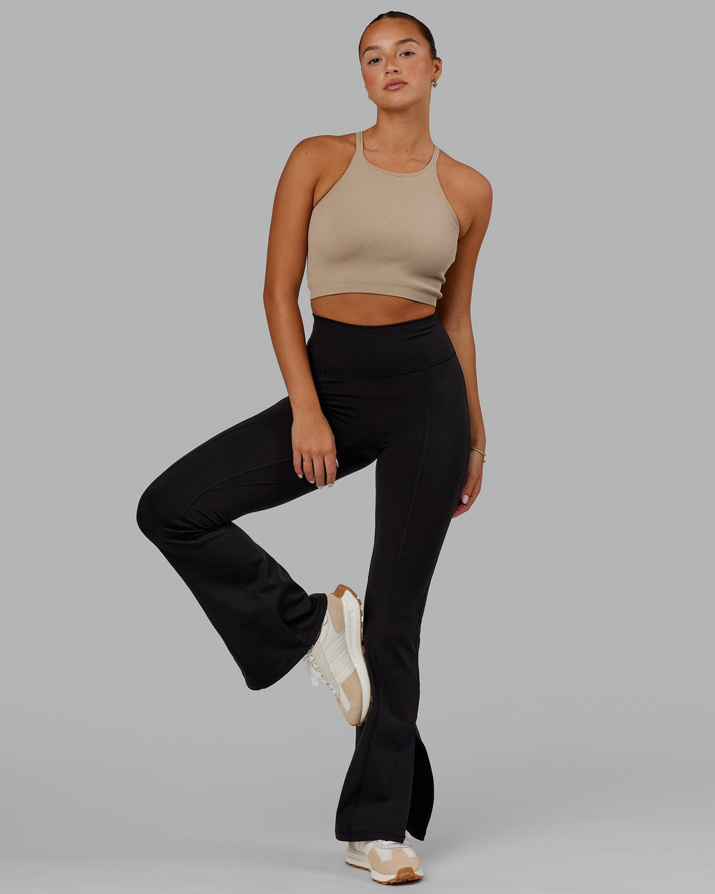 Model wearing Energy Flare Tights - Black