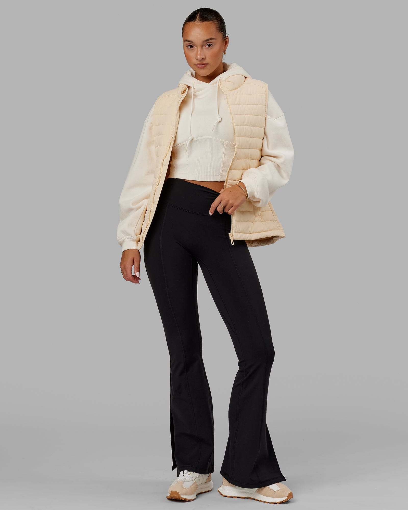 Model wearing Energy Flare Tights - Black