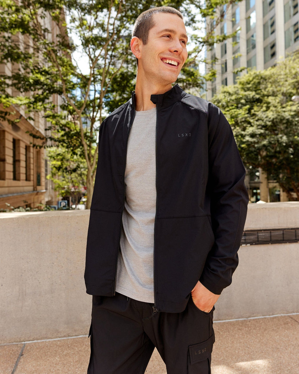 Model wearing Energy Stretch Performance Jacket - Black