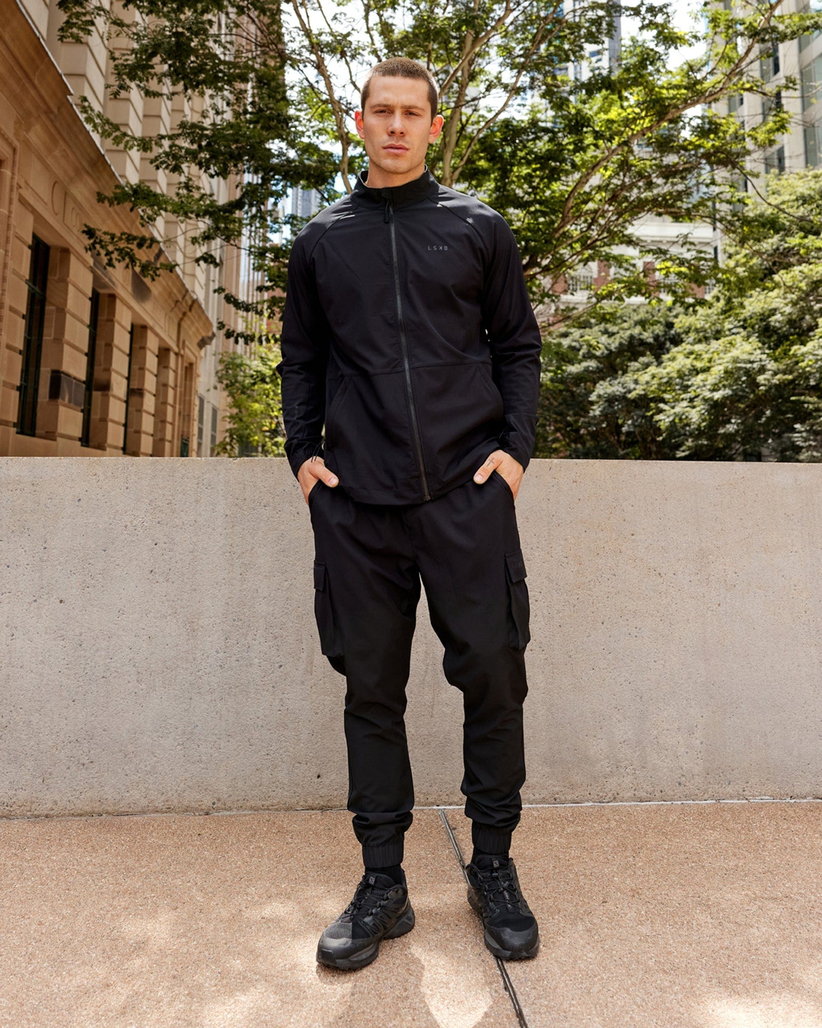 Model wearing Energy Stretch Performance Jacket - Black