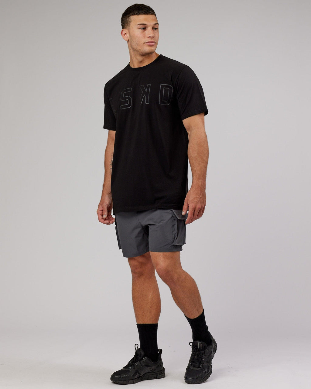 Model wearing Expand FLXCotton Tee - Black-Black