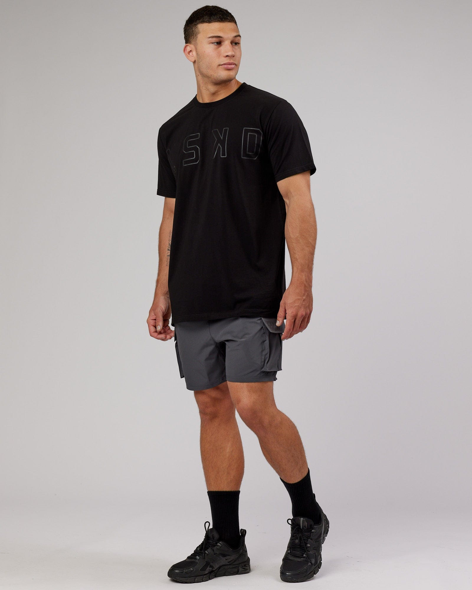 Model wearing Expand FLXCotton Tee - Black-Black