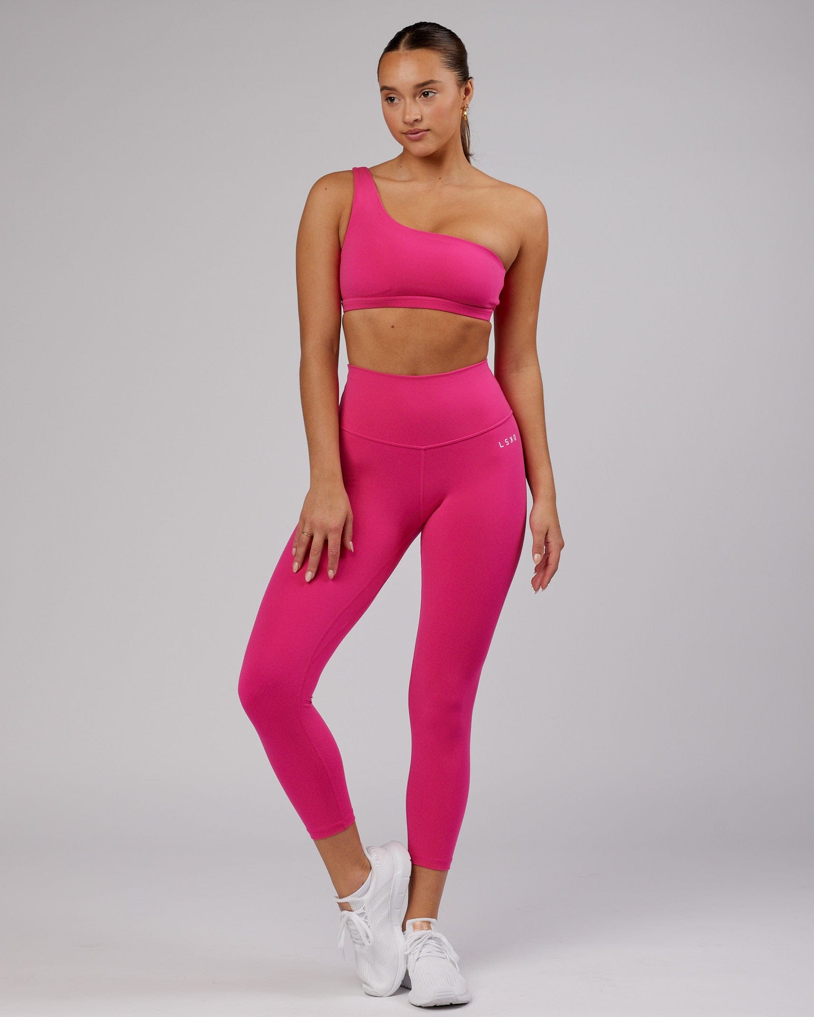 Model wearing Flex Sports Bra - Magenta