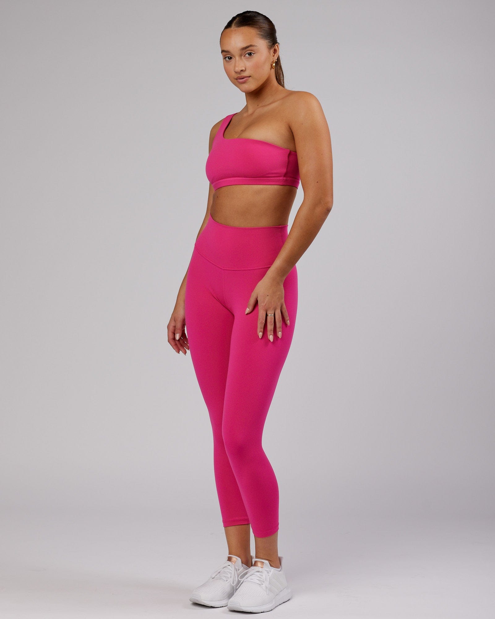 Model wearing Flex Sports Bra - Magenta