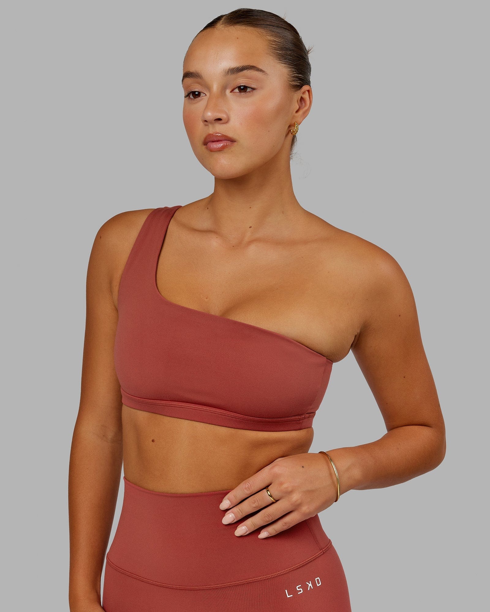 Model wearing Flex Sports Bra - Paprika