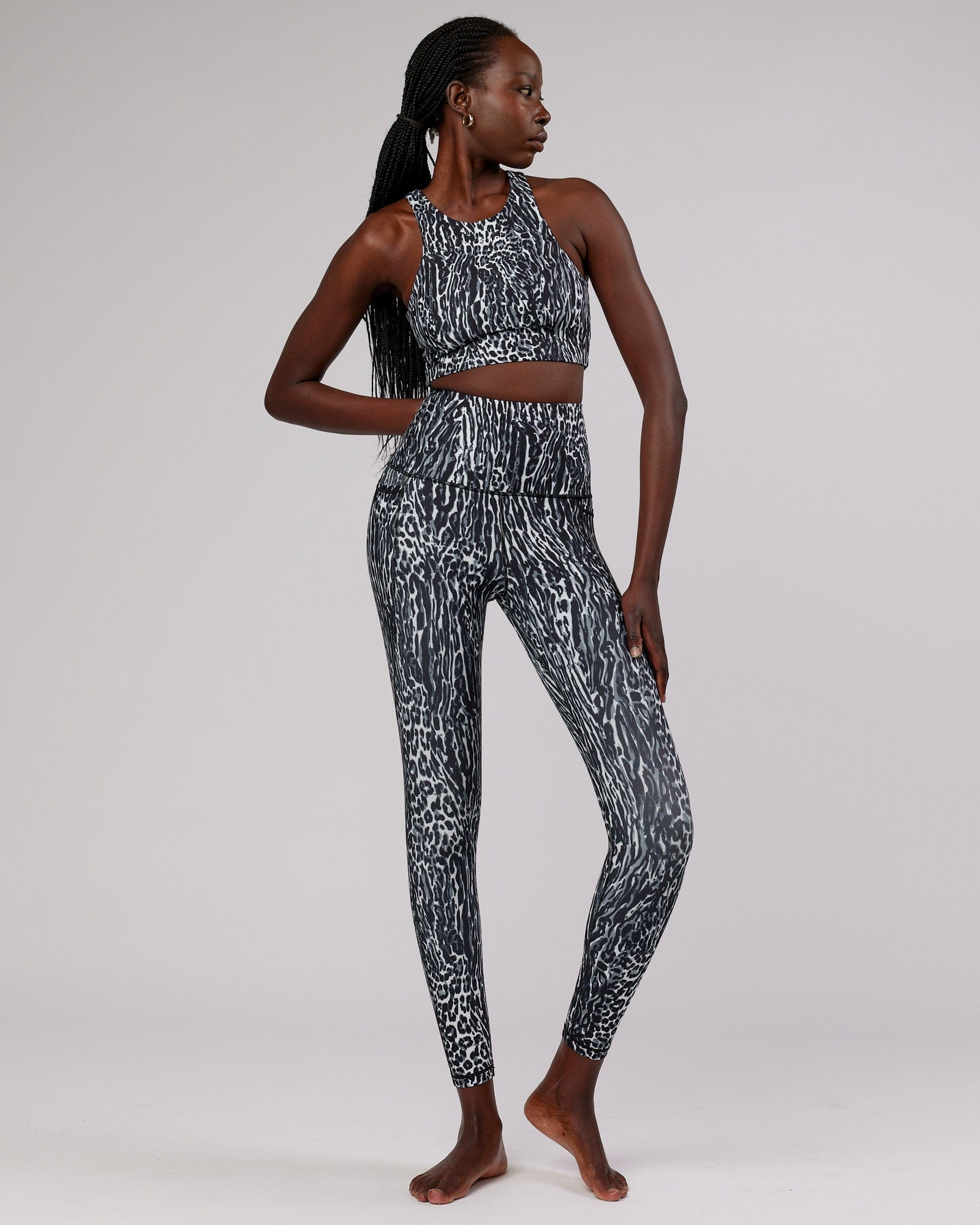 Model wearing Flux Full Length Tight - Night Leopard