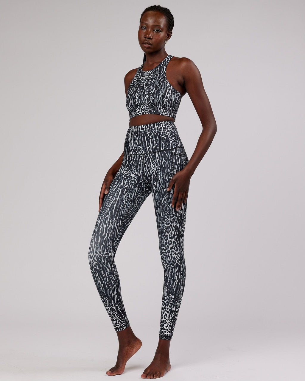 Model wearing Flux Full Length Tight - Night Leopard