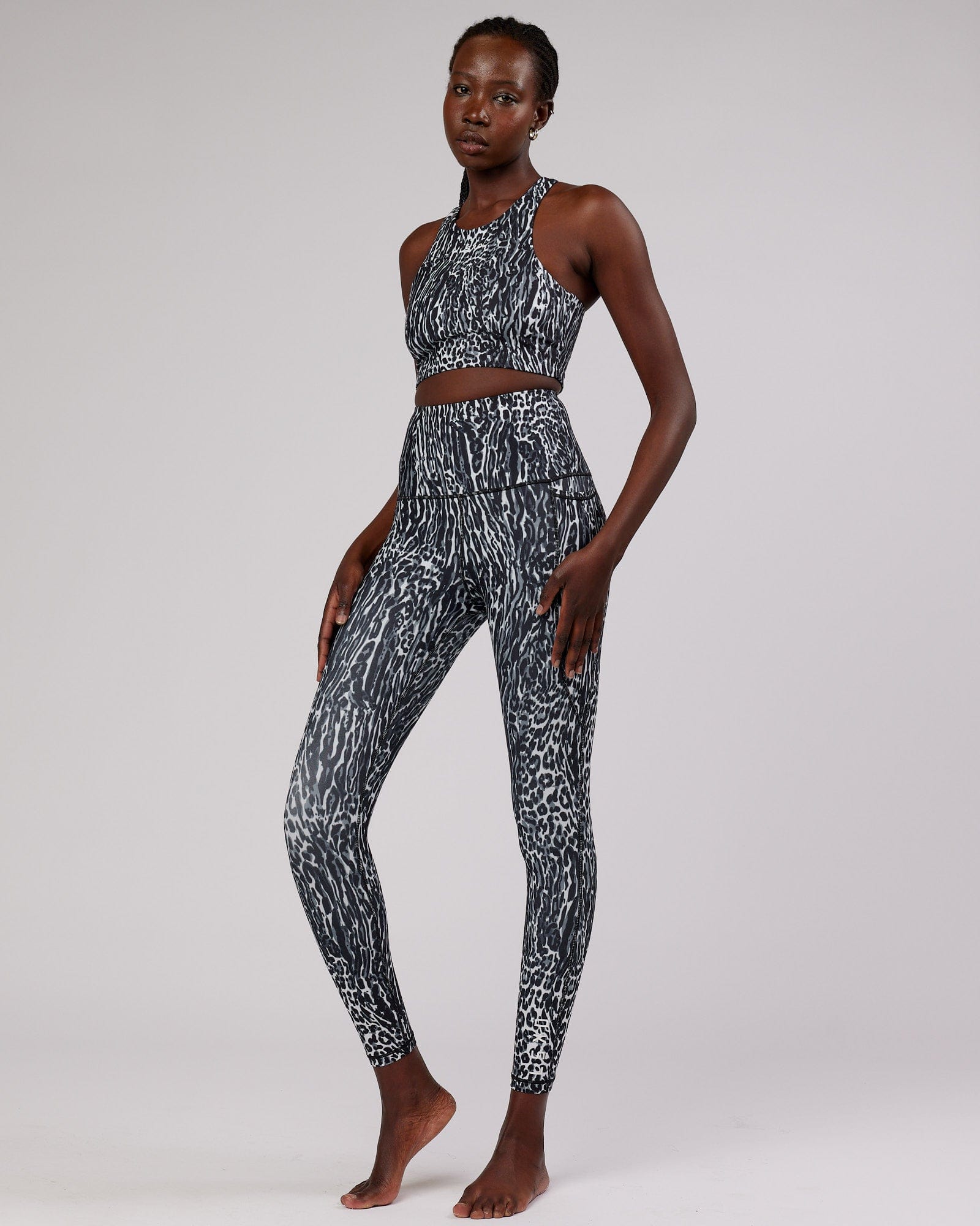 Model wearing Flux Full Length Tight - Night Leopard