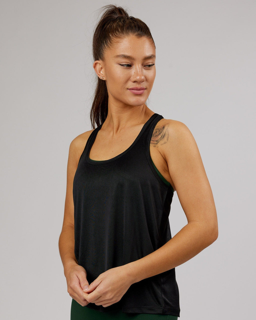 Model wearing Free Throw Tank - Black