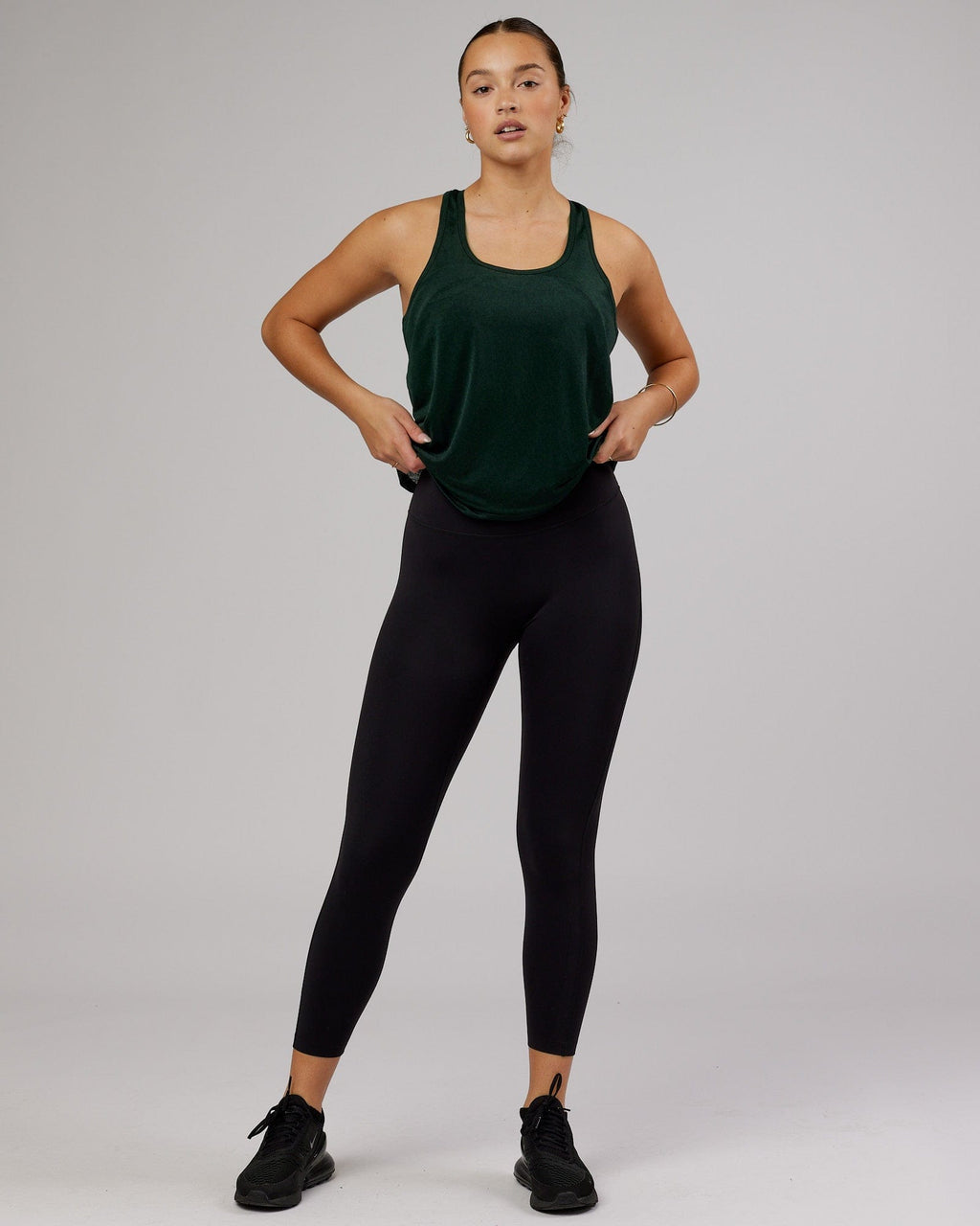 Model wearing Free Throw Tank - Forest