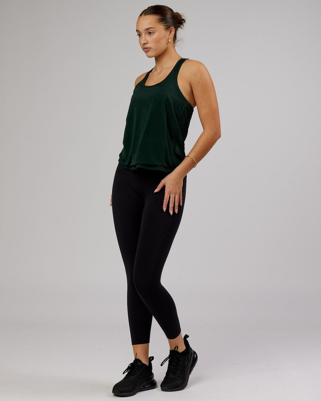 Model wearing Free Throw Tank - Forest