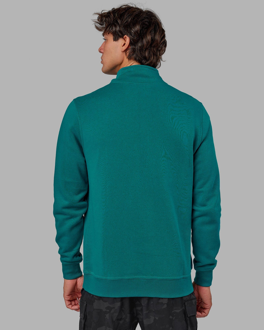 Model wearing Fundamental 1/4 Zip Sweater - Deep Lake