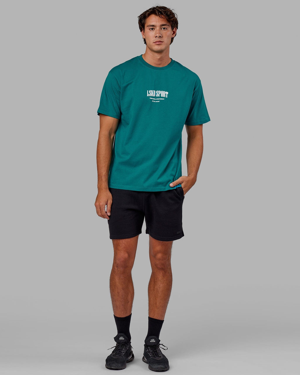 Model wearing Fundamental Track Short - Black-Black