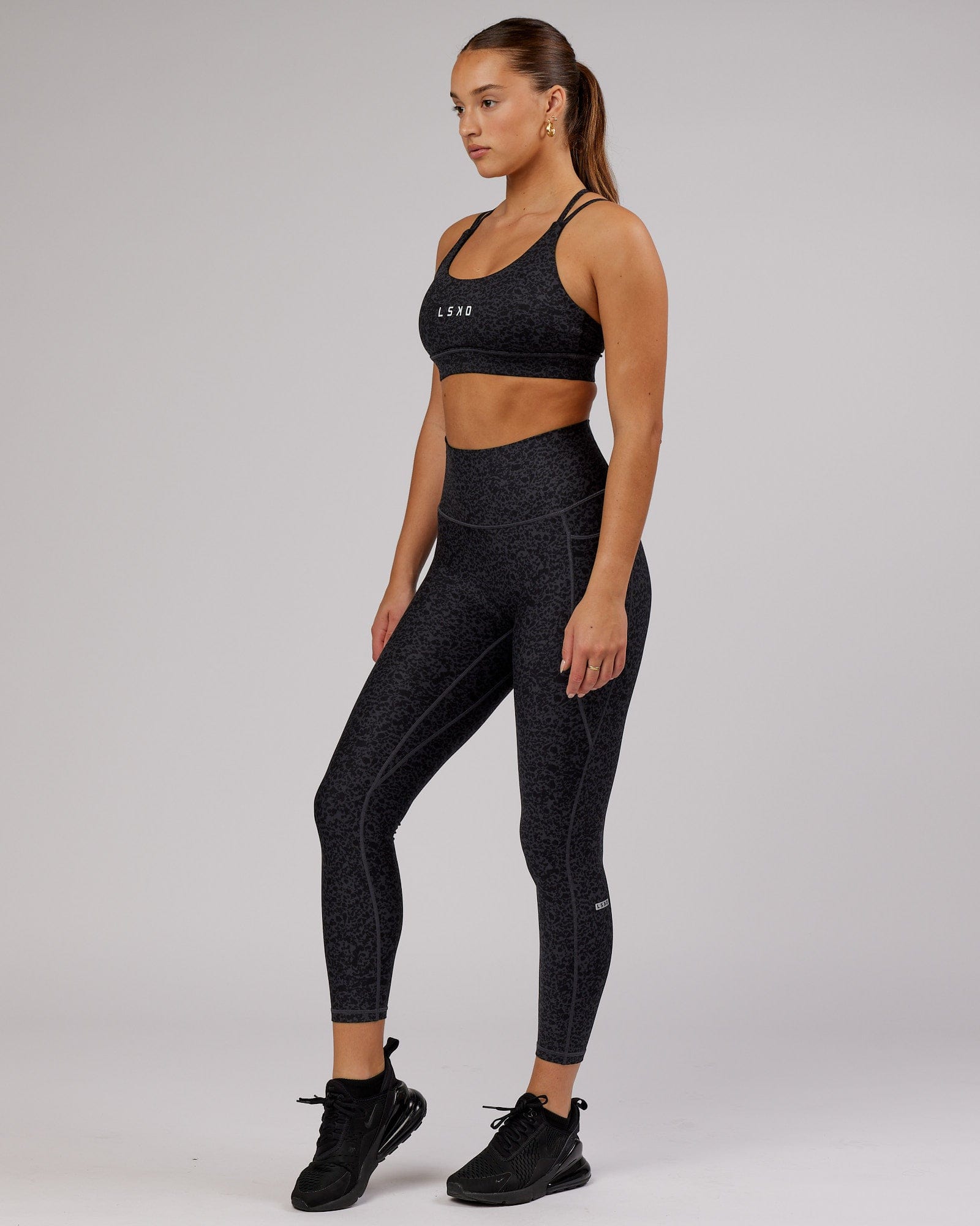 Model wearing Fusion 7/8 Length Tight - Black Etching