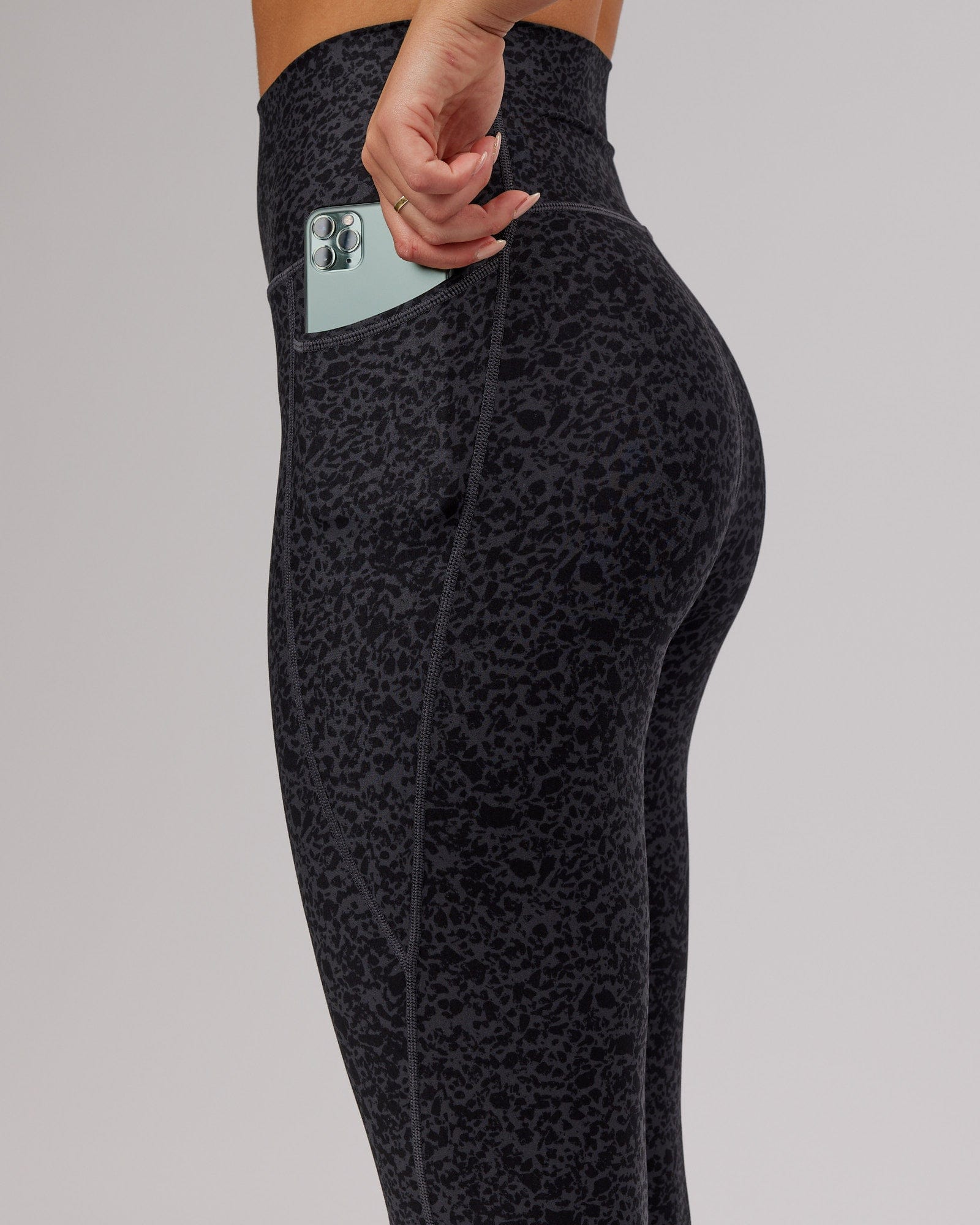 Model wearing Fusion 7/8 Length Tight - Black Etching