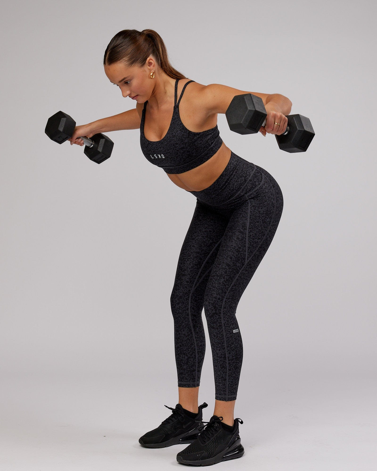 Model wearing Fusion 7/8 Length Tight - Black Etching