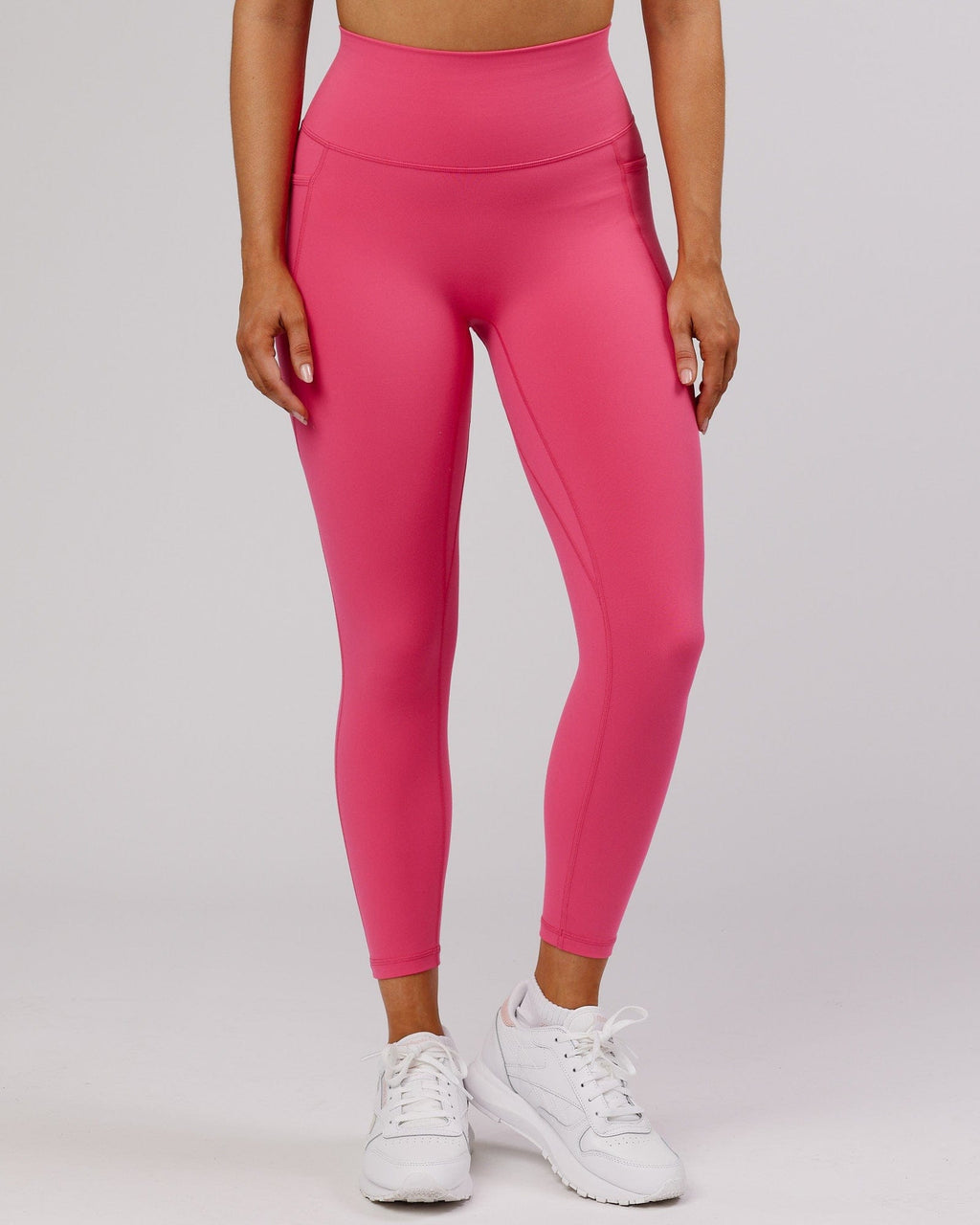 Model wearing Fusion 7/8 Length Tight - Flamingo