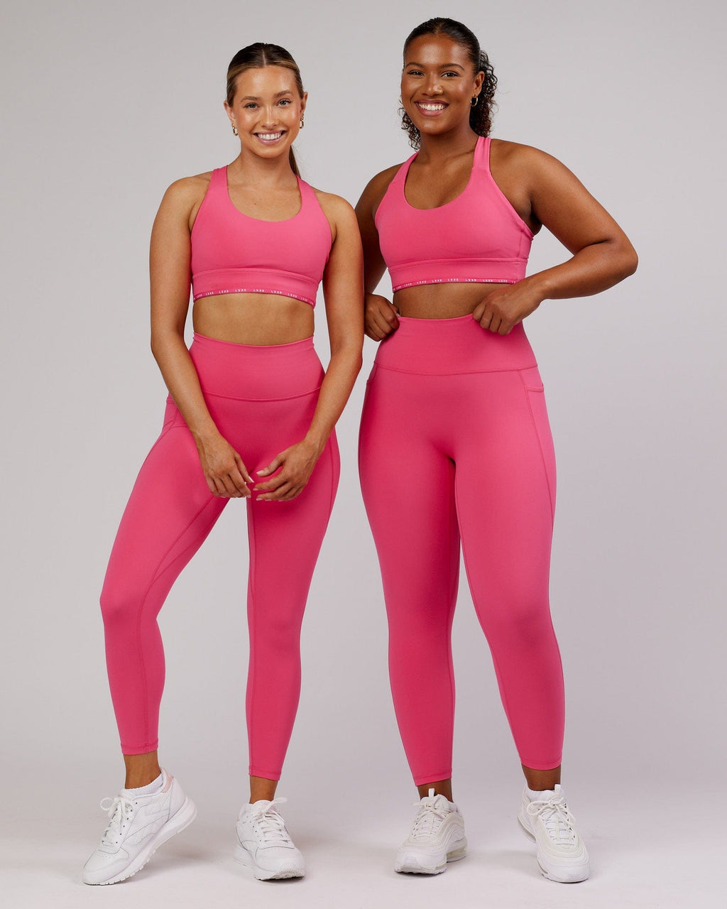 Model wearing Fusion 7/8 Length Tight - Flamingo