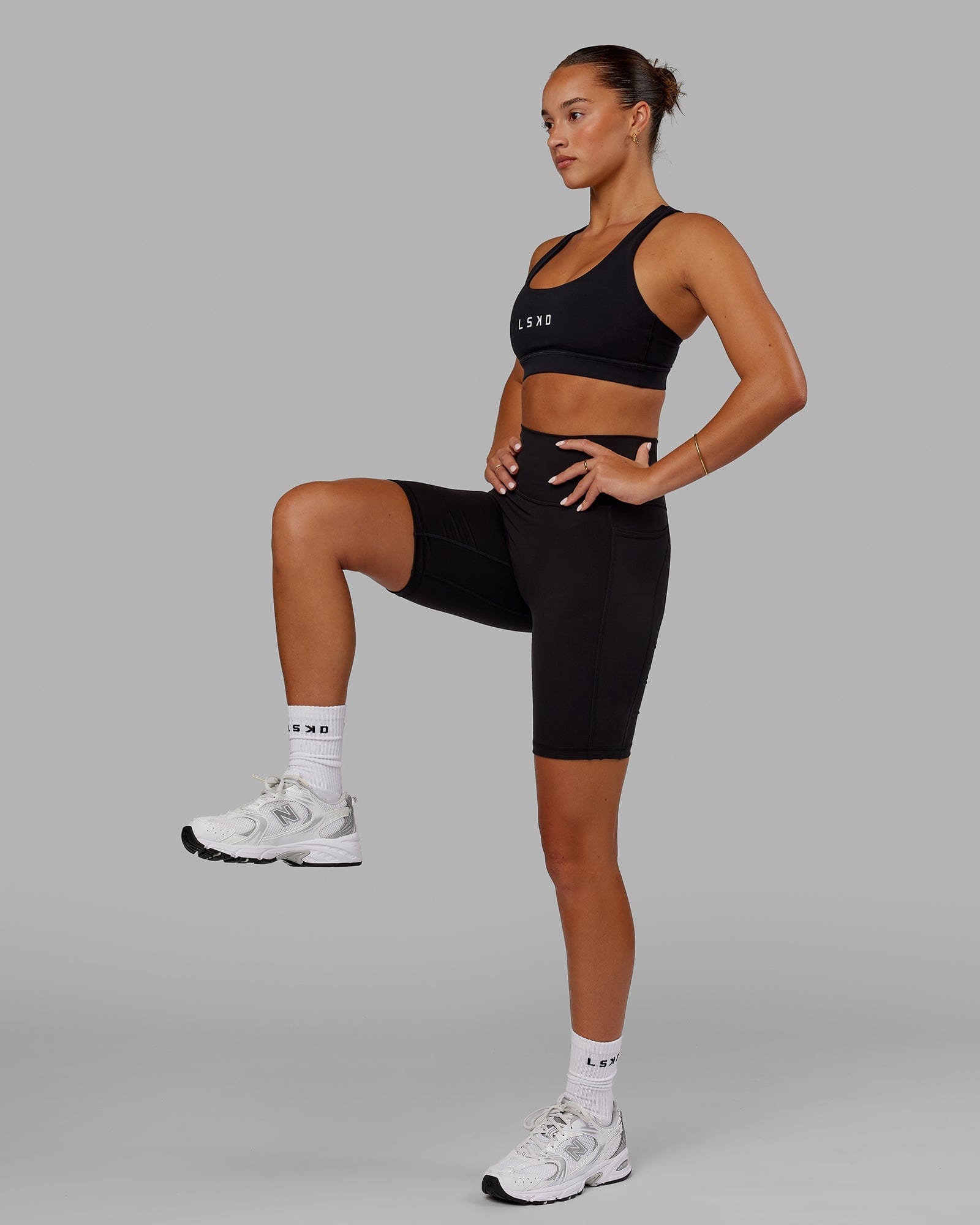 Model wearing Fusion Bike Short - Black