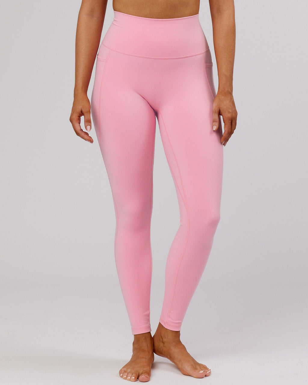 Model wearing Fusion Full Length Tight - Pink Frosting