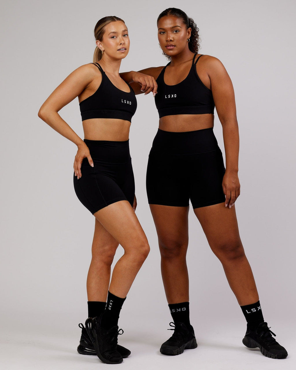 Model wearing Fusion X-Short Tight - Black-Flamingo