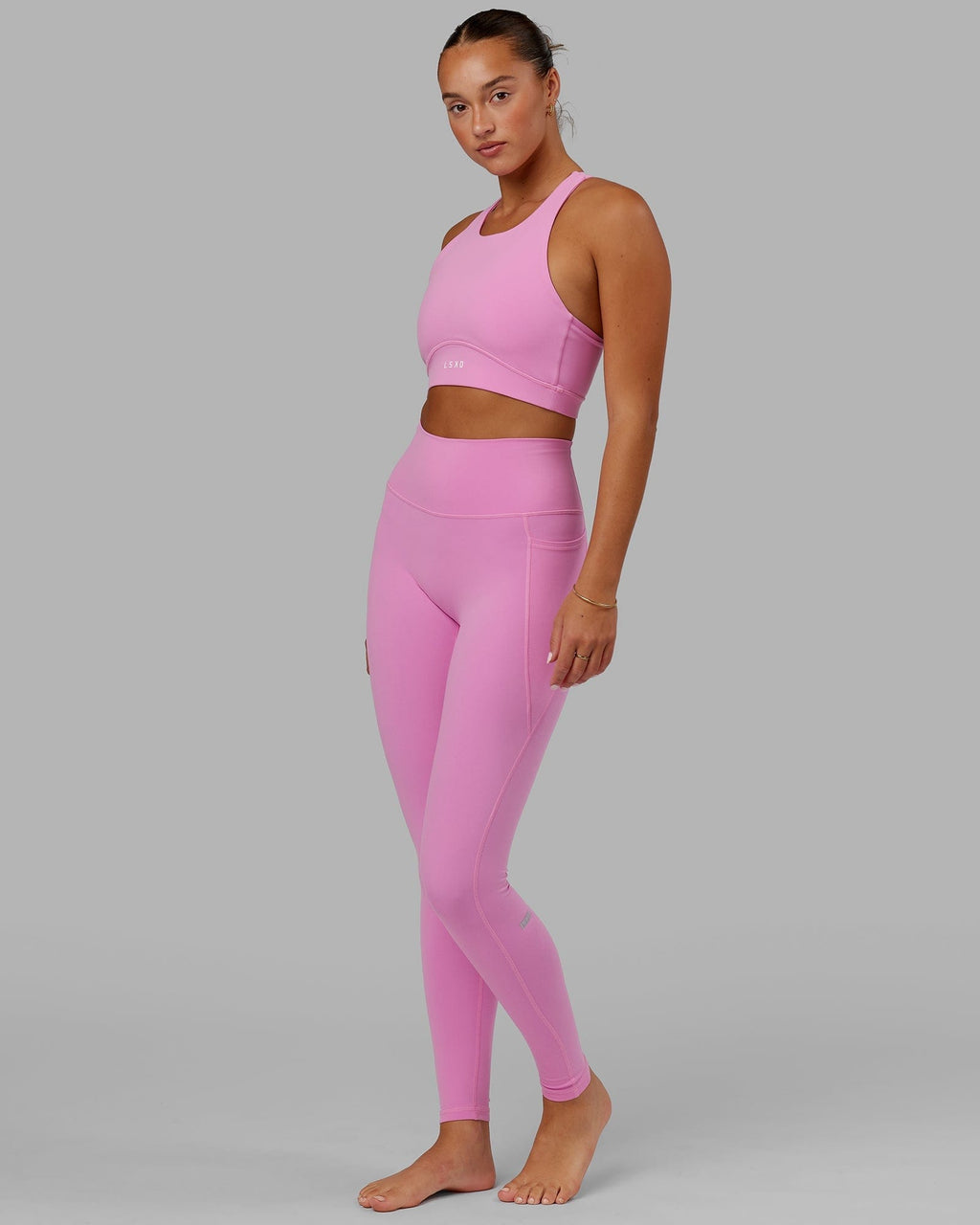 Model wearing Fusion X-long Tight - Spark Pink