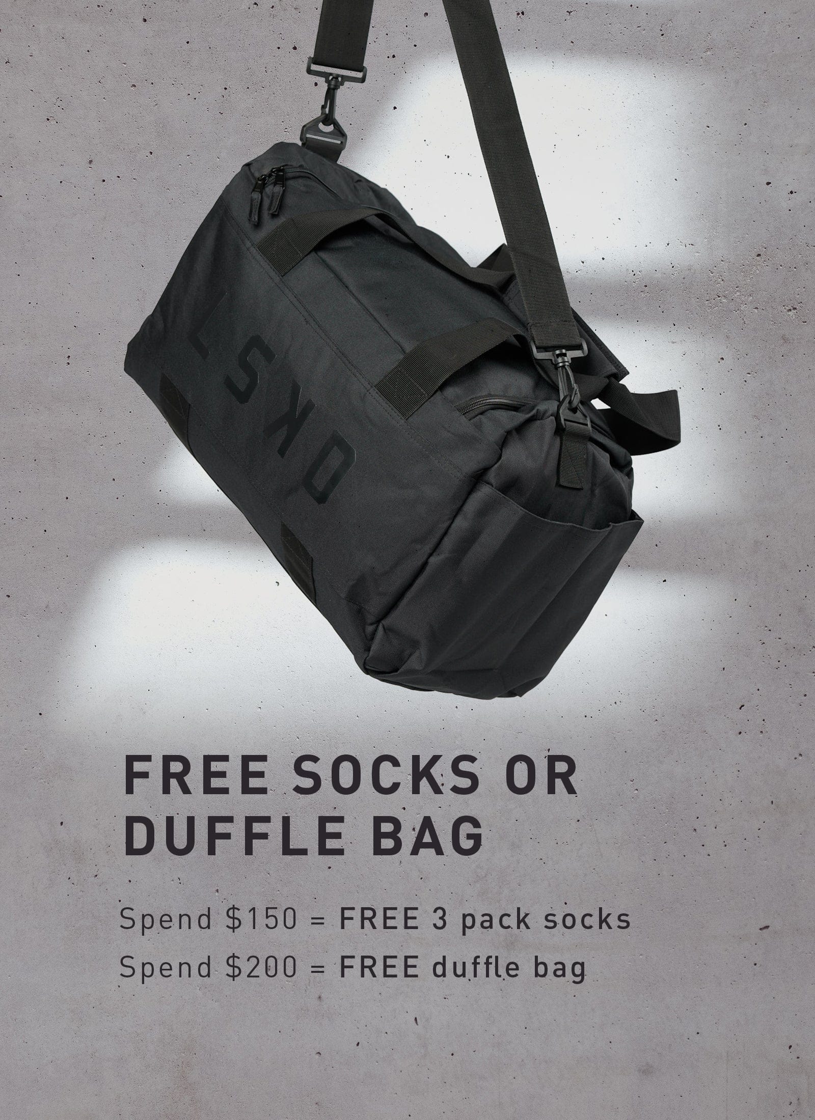 Model wearing Promo Tile - GWP Duffle & Socks Tee Tank