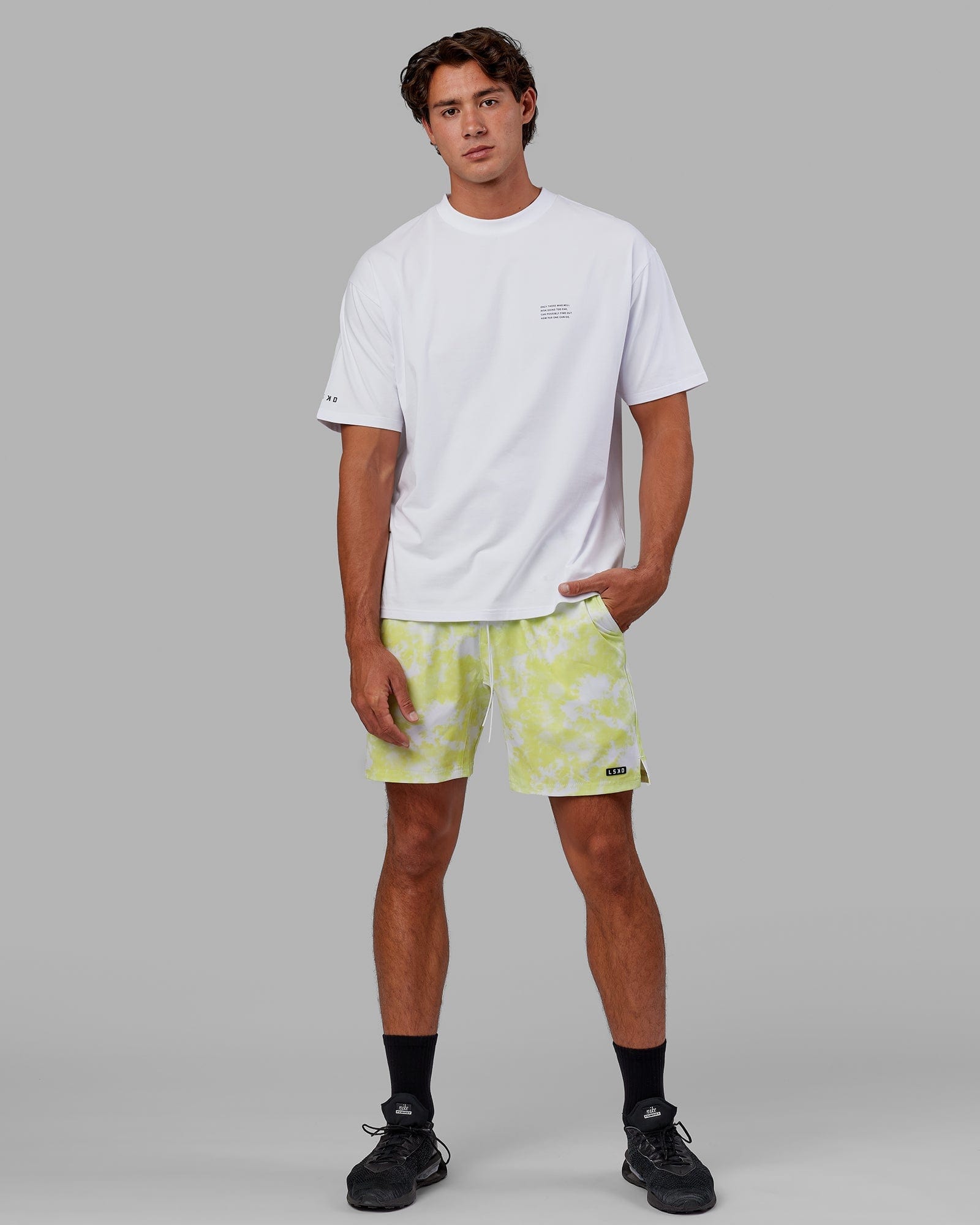 Model wearing Hunter 7" Performance Short - Citrus Green