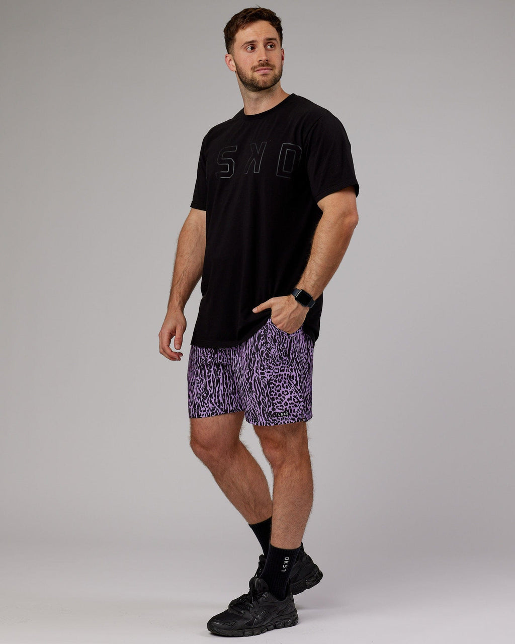 Model wearing Hunter 7" Performance Short - Electric Lavender